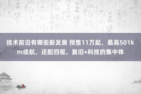 技术前沿有哪些新发展 预售11万起，最高501km续航，还配四驱，复旧+科技的集中体