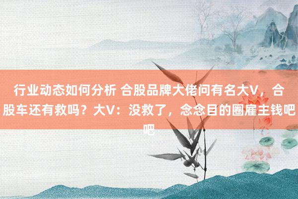 行业动态如何分析 合股品牌大佬问有名大V，合股车还有救吗？大V：没救了，念念目的圈雇主钱吧