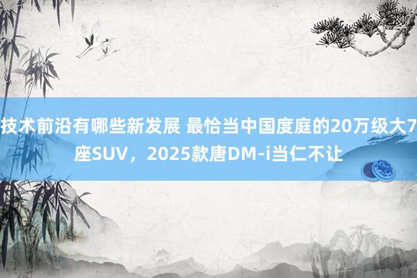 技术前沿有哪些新发展 最恰当中国度庭的20万级大7座SUV，2025款唐DM-i当仁不让