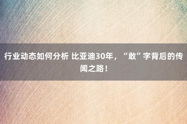 行业动态如何分析 比亚迪30年，“敢”字背后的传闻之路！