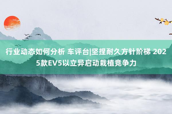 行业动态如何分析 车评台|坚捏耐久方针阶梯 2025款EV5以立异启动栽植竞争力