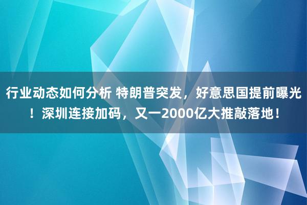 行业动态如何分析 特朗普突发，好意思国提前曝光！深圳连接加码，又一2000亿大推敲落地！