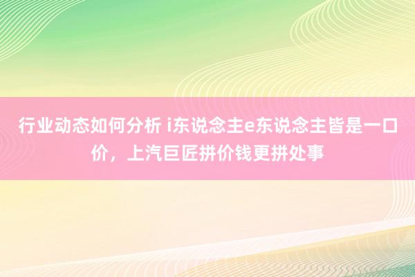 行业动态如何分析 i东说念主e东说念主皆是一口价，上汽巨匠拼价钱更拼处事