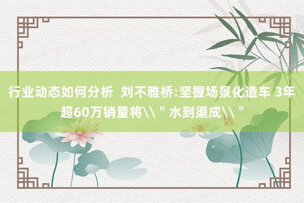 行业动态如何分析  刘不雅桥:坚握场景化造车 3年超60万销量将\＂水到渠成\＂