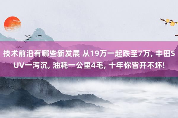 技术前沿有哪些新发展 从19万一起跌至7万, 丰田SUV一泻沉, 油耗一公里4毛, 十年你皆开不坏!