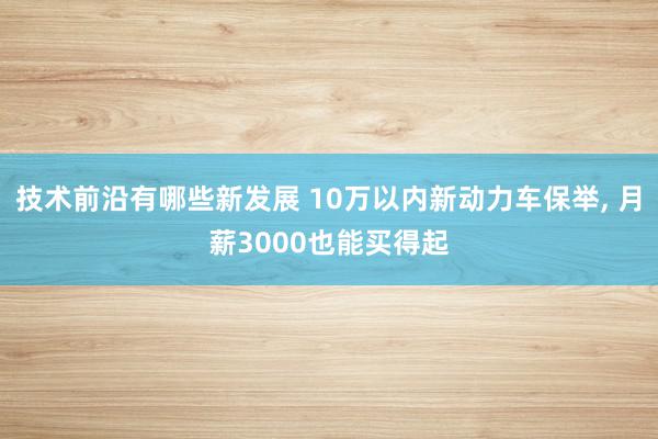 技术前沿有哪些新发展 10万以内新动力车保举, 月薪3000也能买得起