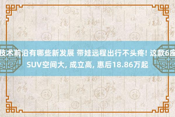 技术前沿有哪些新发展 带娃远程出行不头疼! 这款6座SUV空间大, 成立高, 惠后18.86万起