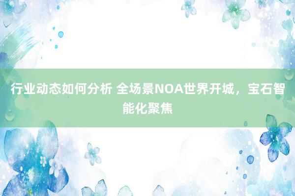 行业动态如何分析 全场景NOA世界开城，宝石智能化聚焦