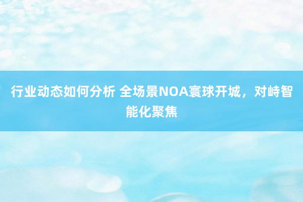 行业动态如何分析 全场景NOA寰球开城，对峙智能化聚焦