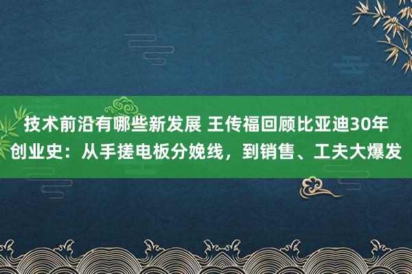 技术前沿有哪些新发展 王传福回顾比亚迪30年创业史：从手搓电板分娩线，到销售、工夫大爆发