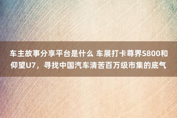 车主故事分享平台是什么 车展打卡尊界S800和仰望U7，寻找中国汽车清苦百万级市集的底气