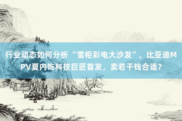 行业动态如何分析 “雪柜彩电大沙发”，比亚迪MPV夏内饰科技巨匠首发，卖若干钱合适？