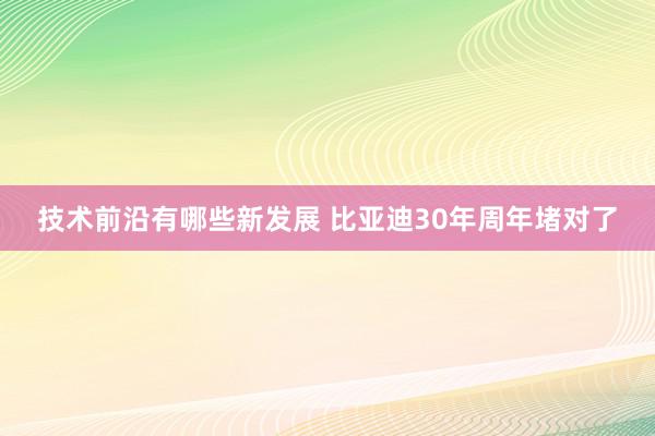 技术前沿有哪些新发展 比亚迪30年周年堵对了