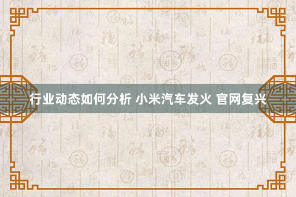 行业动态如何分析 小米汽车发火 官网复兴