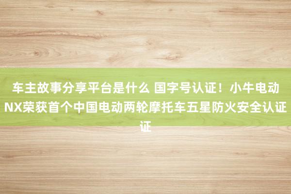 车主故事分享平台是什么 国字号认证！小牛电动NX荣获首个中国电动两轮摩托车五星防火安全认证