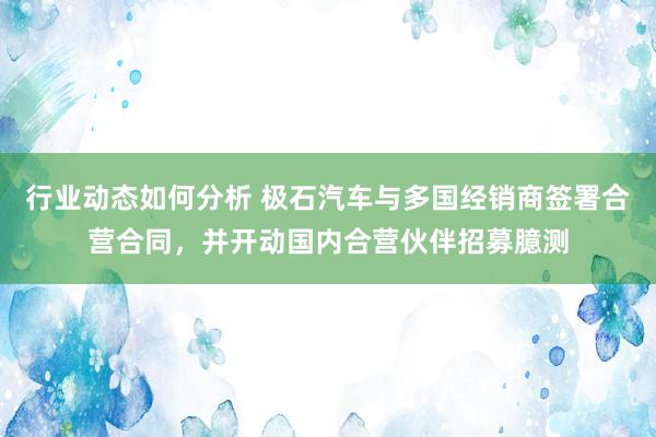 行业动态如何分析 极石汽车与多国经销商签署合营合同，并开动国内合营伙伴招募臆测