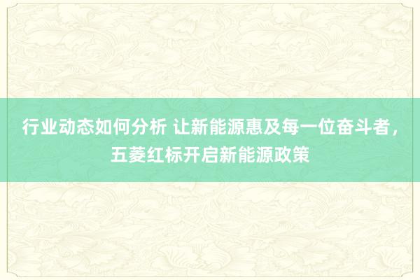 行业动态如何分析 让新能源惠及每一位奋斗者，五菱红标开启新能源政策