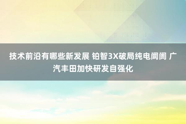 技术前沿有哪些新发展 铂智3X破局纯电阛阓 广汽丰田加快研发自强化