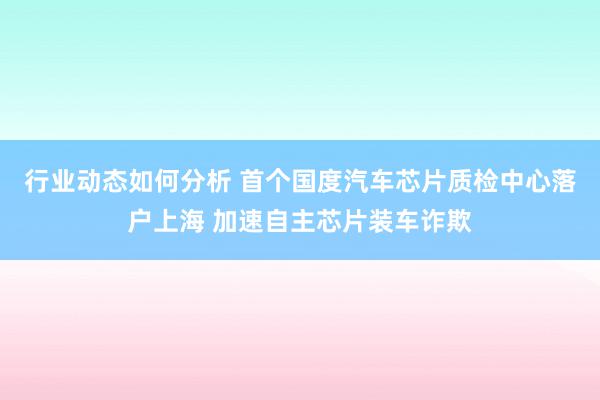 行业动态如何分析 首个国度汽车芯片质检中心落户上海 加速自主芯片装车诈欺