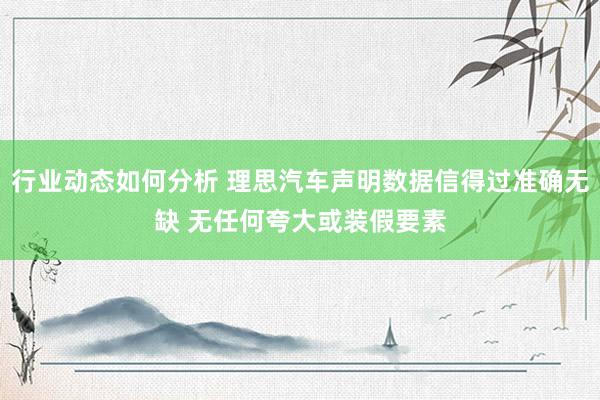 行业动态如何分析 理思汽车声明数据信得过准确无缺 无任何夸大或装假要素