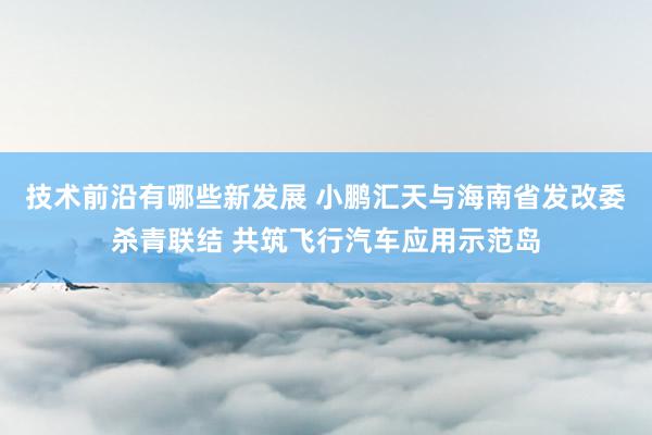 技术前沿有哪些新发展 小鹏汇天与海南省发改委杀青联结 共筑飞行汽车应用示范岛