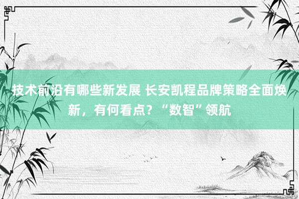 技术前沿有哪些新发展 长安凯程品牌策略全面焕新，有何看点？“数智”领航