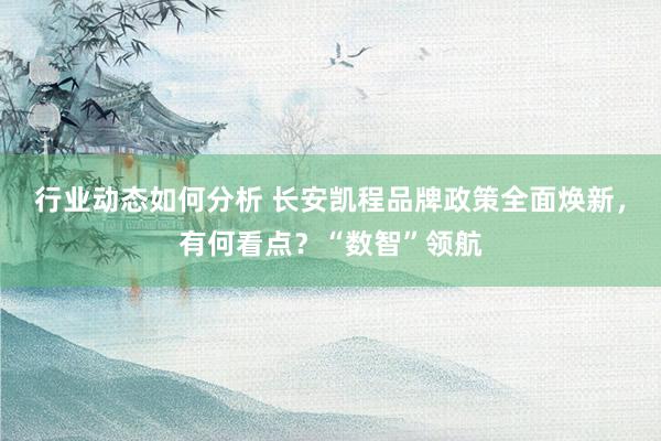 行业动态如何分析 长安凯程品牌政策全面焕新，有何看点？“数智”领航