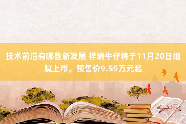 技术前沿有哪些新发展 祥瑞牛仔将于11月20日细腻上市，预售价9.59万元起